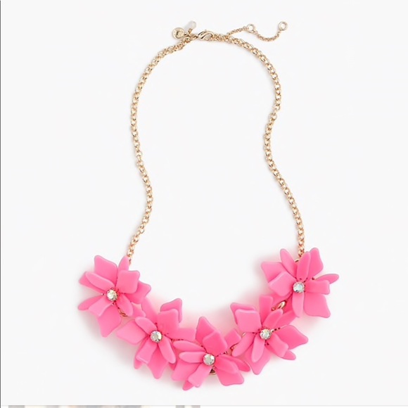 J Crew Girls Flower Necklace Neon Pink 